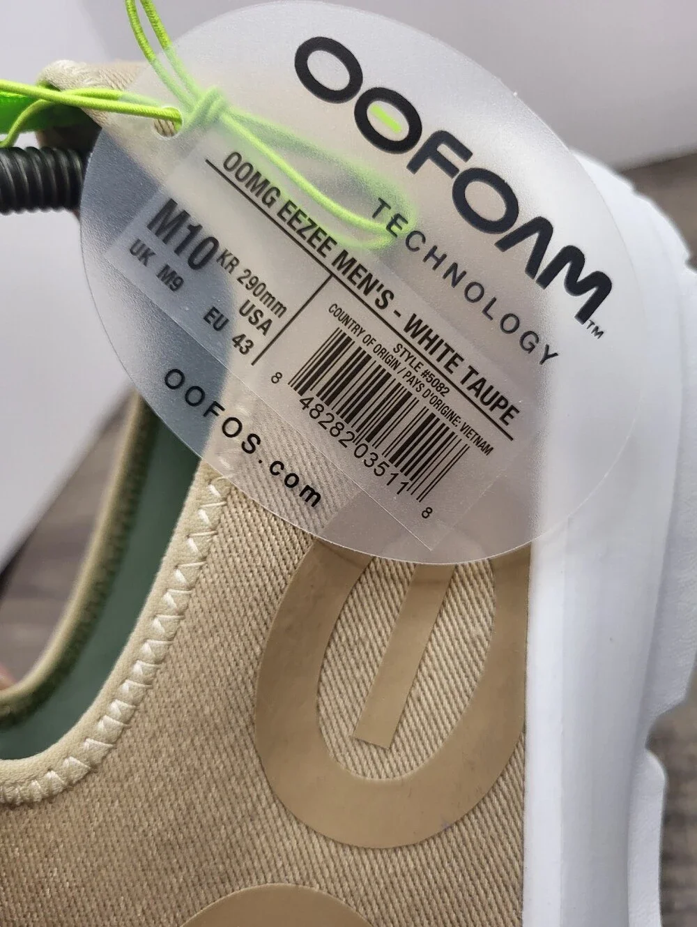 Oofos Oomg Eezee White Taupe Men's Size 10 New Slip-On Shoes New